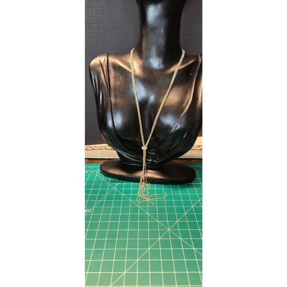 Necklace 925 sterling 3 strands lariat style pre-owned light gold - Picture 5 of 10